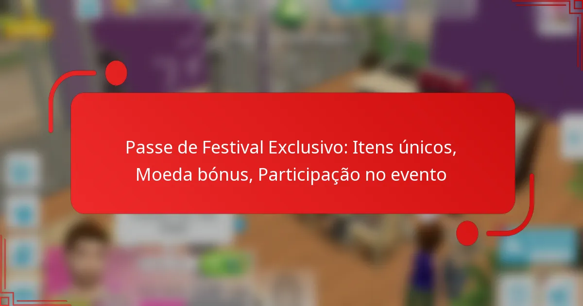 Passe de Festival Exclusivo: Itens únicos, Moeda bónus, Participação no evento